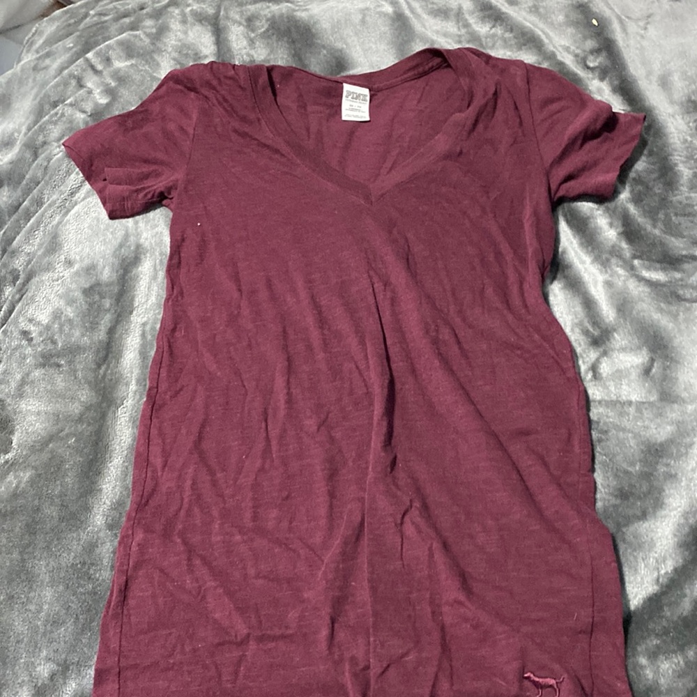 xs pink maroon sleep shirt